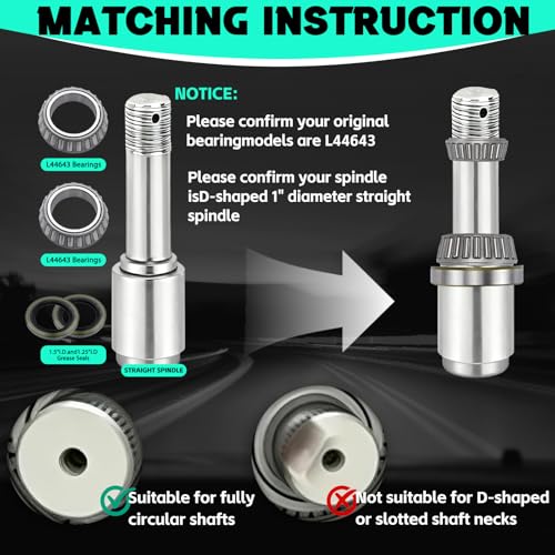 2 Set Boat Trailer Axle Bearing Kits L44643/L44610 and 12192TB Seals OD 1.980'' for 1'' 2000-2200 Lbs Spindle Axles, Trailer Wheel Hub Bearings Kit with Dust Cover and Cotter Pin - color: 2 Sets L44643 L44610 Bearings