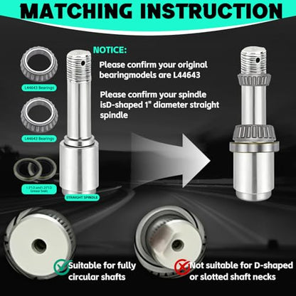 2 Set Boat Trailer Axle Bearing Kits L44643/L44610 and 12192TB Seals OD 1.980'' for 1'' 2000-2200 Lbs Spindle Axles, Trailer Wheel Hub Bearings Kit with Dust Cover and Cotter Pin - color: 2 Sets L44643 L44610 Bearings