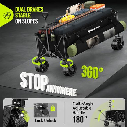 Hikemoon 400L Ultra Large Collapsible Wagon with Big Wheels - Black