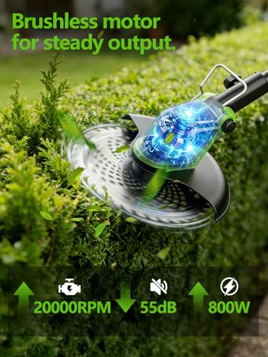 12-Inch Battery Powered String Trimmer with Wheels, 800W Brushless 4-in-1