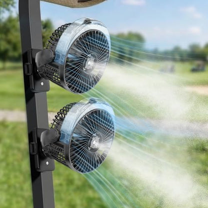 BOYISEN 2-Pack Magnetic Golf Cart Fan with Mister 2x Magnets & Secure Strap