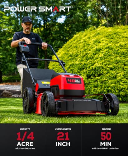 PowerSmart 40V 21" Electric Lawn Mower with Brushless Motor - color: Black and Cherry