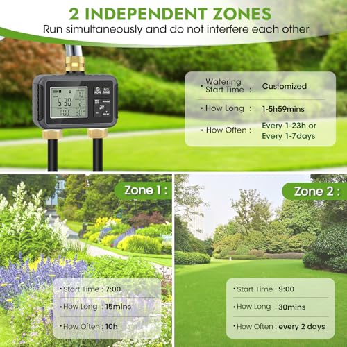 120FT Drip Irrigation System with Smart Water Timer - size: 120Ft Double-Tube Brass with Timer