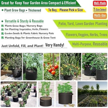 5-Pack 10 Gallon Thickened Plant Grow Bags (16x12 in) Fabric Plant Pots for Tomato,Potato Planters,Herbs Veggies Planter Bag,Flower Pot,Garden Pot,Barrel Planter,Plant Container with Gardening Gloves - size: 10 Gallon (16x12 inches)