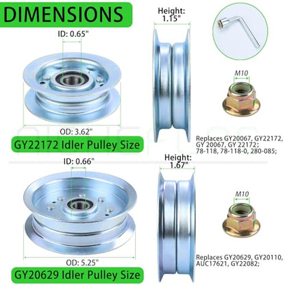 2 Pack GY22172 Idler Pulley John Deere with GY20629 Idler Pulley - color: A06 1xGY20629+2xGY22172