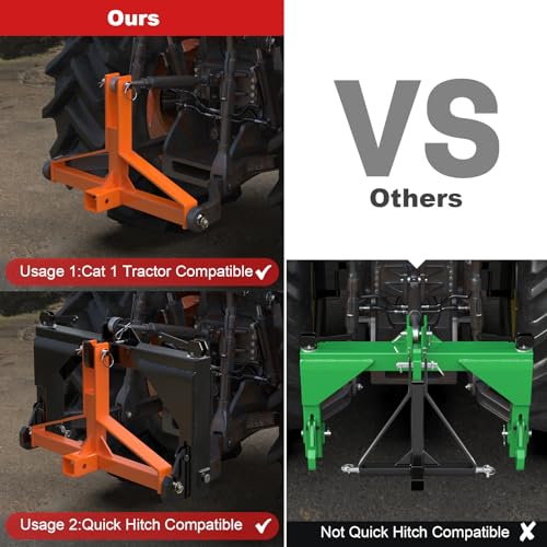 Orange 3 Point Hitch Receiver Quick Hitch Compatible for Category 1 Tractor
