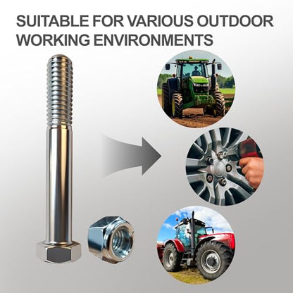 Grade 5 Shear Bolts with Nylock Nuts for Rotary Cutter,Tractor Gearbox - 6 Pack (Grade 5:1/2" X 3-1/2")