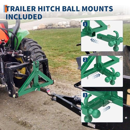 3 Point Hitch Receiver 2" Receiver Tractor Quick Hitch Attachment - color: Green, size: 32.5"x17.5"