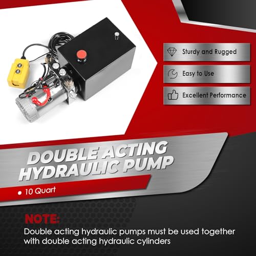 Nakkaa 12V DC 10 Quart Hydraulic Power Device Double Acting Hydraulic Pump - size: 10 Quart Double