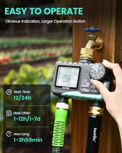 RAINPOINT Sprinkler Timer 2 Outlet, Water Timer for Garden Hose, Programmable Drip Irrigation for Yard Outdoor Watering, Rain Delay/Manual/Automatic