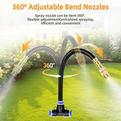 200FT Drip Irrigation System, 2026 Upgrade Garden Watering Kit with 32pcs 360° Adjustable Copper Nozzles, High-Flow DIY Sprinkler System for Large Gardens, Farms, Greenhouses, Lawns (200 ft) - size: 200 ft