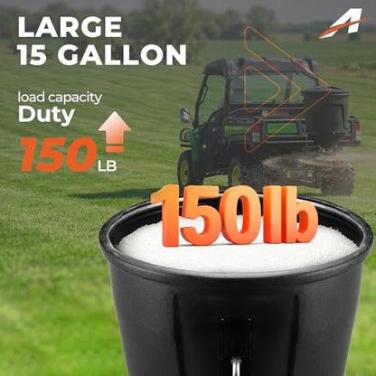 UTV Broadcast Spreader Compatible with Salt Grass-Seed Fertilizer Deer Feeder-Seed and More, Adjustable Flow Gate All Season Spreader 150lb Capacity Black