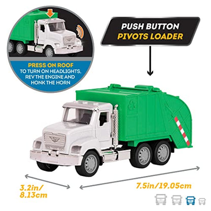 Driven by Battat – 7-Inch Work Vehicle Toy with Lights & Sounds, Movable Parts, Educational Truck for Boys & Girls, Durable Design, Realistic Details, 3+ Years Toy for Kids - style: Recycling Truck