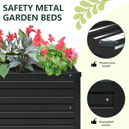 Vengarus 2PCS 8x4x1ft Galvanized Raised Garden Beds Kit,Planter Box Black - color: Black, size: 8x4x1FT(2PCS)