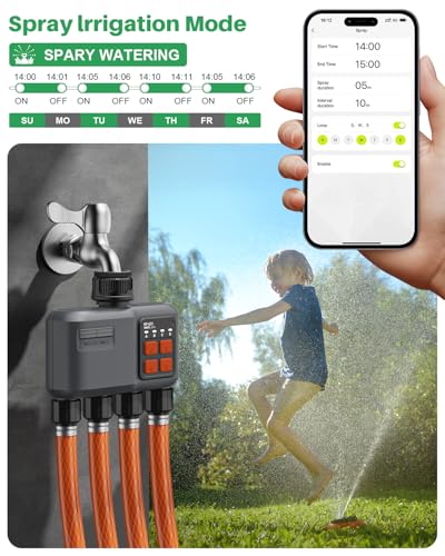 WiFi Sprinkler Timer 4 Zone, WiFi Smart Water Timer for Garden Hose - style: 4 Zone
