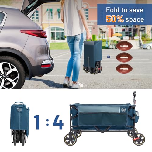 Timber Ridge Collapsible Wagon Cart with Brakes - color: Blue, size: 200L