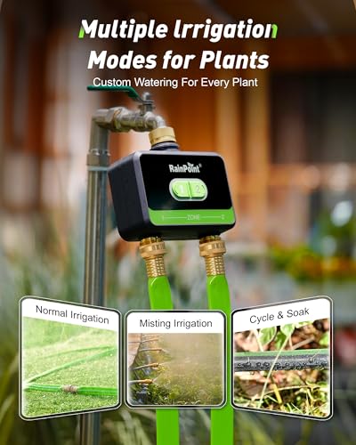 RAINPOINT Smart Water Timer, Smart Hose Timer 2 Outlet with Brass Inlet & Outlet (Not Gateway), Wireless Sprinkler Controller with Rain Delay, Automatic Irrigation System for Lawns and Yard - size: 2-Zone Without Gateway