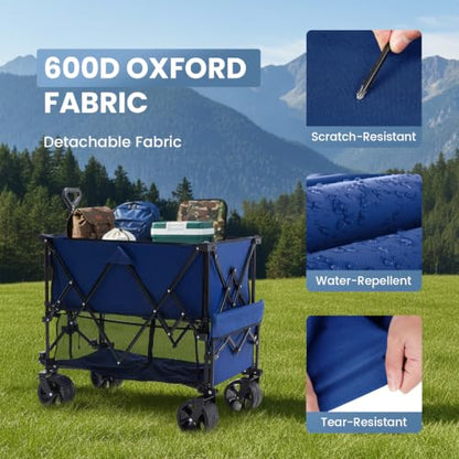 DUMOS Double Decker Wagon 440LBS, Collapsible Folding Beach Wagon 400L - color: Blue, size: 400L