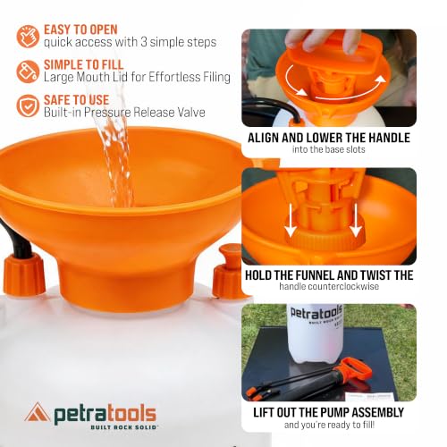 PetraTools HD201 Garden Pump Sprayer 2 Gallon, 52-in Long Hose & 2 Nozzles - size: 2 Gallon