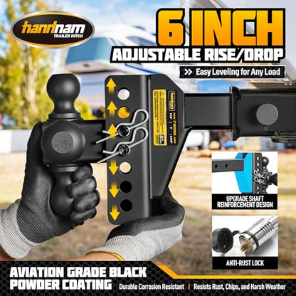 Adjustable Trailer Hitch for 2 inch Receiver, 6 inch Rise/Drop Hitch