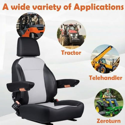 SEATIN Universal Tractor Seat, Comfortable Zero Turn Mower Seat - color: Premium Carbon Fiber