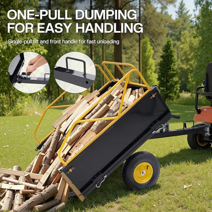Jocisland 500 LBS ATV UTV Tow Behind Dump Cart, Garden Utility Trailer