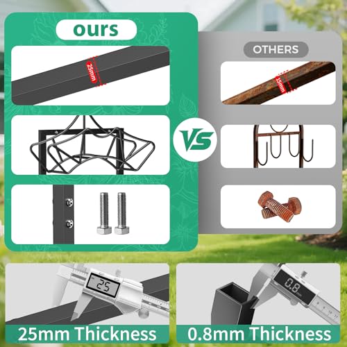 Garden Hose Holder with 2 Tool Hooks Heavy-Duty Water Hose Reel Rustproof - color: Black, size: Crown