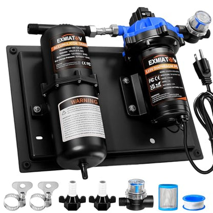 Water Pump and Accumulator Tank System,110V AC 7.0GPM 70PSI Quiet Water Pump and 1L 125PSI Pre-Pressurized Accumulator Tank for RV,Boat,Marine,Home Water System,Irrigating,Industrial Settings - size: 110V-7GPM-70PSI with tank