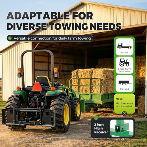 ALMULOO Hitch Attachment Plate, 50" Pallet Fork Frame Compatible with John Deere Tractors and Loaders 2" Receiver Hitch Skid Steer Receiver