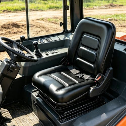 Universal Forklift Seat, Tractor Seat with Adjustable Angle Back, Micro Switch and Slide, for Tractor, Excavator, Skid Loader, Backhoe, Dozer, Telehandler