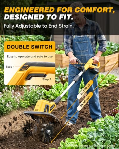 SakerNeo Cordless Garden Tiller, 22V Electric Rototiller - color: YELLOW
