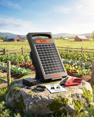 Solar Fence Charger, 0.32J, 20-Mile Coverage for Gardens, Deer