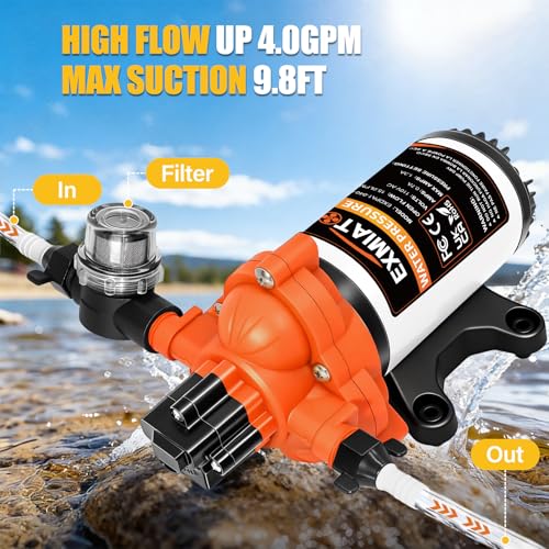 33-Series 110V AC Industrial Water Pressure Pump,4.0GPM 50PSI Self-Priming Water Transfer Diaphragm Pump with Pressure Switch Garden Hose Adapters for Irrigation RV Marine Boat Sprinkler Faucet - size: 110V-4GPM-50PSI