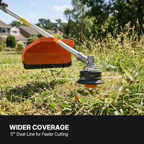 WORKIT Commercial Grade 2-Cycle Gas Weed Eater, 25.4CC 3-in-1 Tool with 17" Trimmer, Edger & 40T/3T Blades, Heavy Duty Brush Cutter for Thick Weeds & Overgrown Yards, Comes with Shoulder Strap - size: 3 IN 1-25.4CC