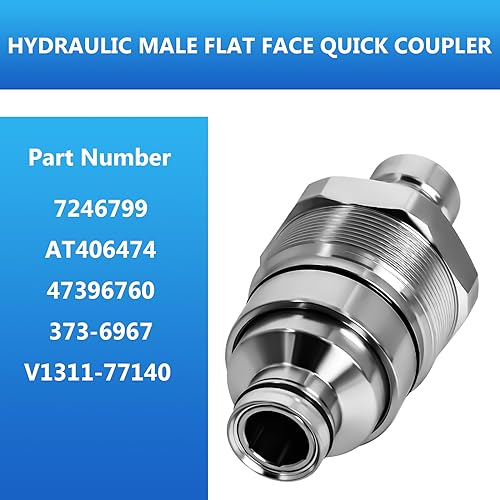 7246799 48mm Male Flat Face Hydraulic Quick Coupler Compatible with Bobcat - size: 7246799 AT406474 Male