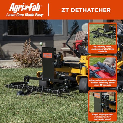 Agri-Fab 48 in Zero Turn Riding Lawn Mower Front Mount Dethatcher with 24 Spring Tines and Anti-Scalp Wheels