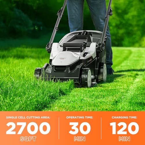 Litheli 16 Inch Lawn Mower 2 x 20V Brushless Electric Mowers for Garden Yards, Lightweight Cordless Lawnmower with 6-Position Height Adjustment, 2 x 4.0Ah Battery Include - size: 16 Inch(2x4Ah)
