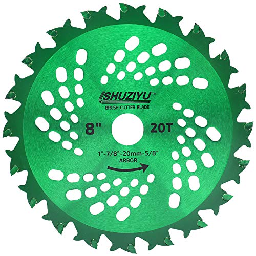 8"-20T, Brush Cutter Blade, Trimmer Weed Blade. Suitable for Brush Cutter | SHUZIYU, 8" inch. 1" Arbor With Washer Adapter 7/8"-20mm-5/8" - color: 8", size: 8"-20T