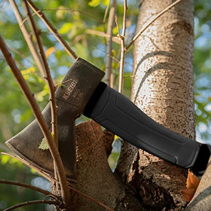 KSEIBI Wood Axe, 274151 Small Outdoor Camp Hatchet 14 Inch for Splitting and Kindling Wood, Forged Steel Blade with Anti-Slip and Shock Reduction Fiber Glasses Handle Great Throwing Axes and Hatchets - style: Black