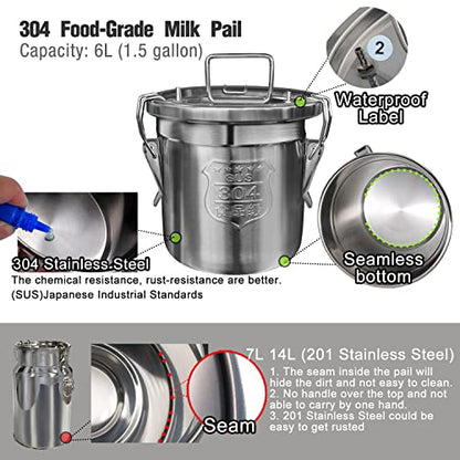 6L Goat Milking Machine, Pressure Gauge Pump Goat Milker (Pro Plus)