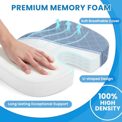TushGuard Memory Foam Office Chair Seat Cushion - Light Blue, X-Large - color: Light Blue, size: X-Large