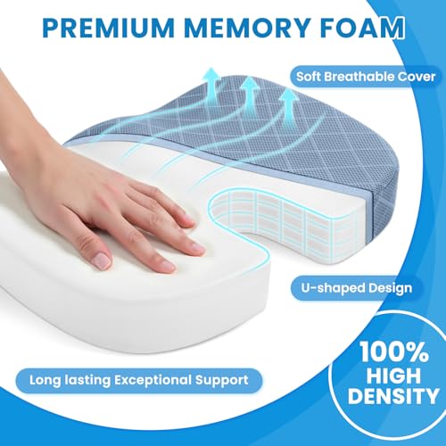 TushGuard Memory Foam Office Chair Seat Cushion - Light Blue, XX-Large - color: Light Blue, size: XX-Large