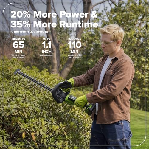 Greenworks 24V 20 in Cordless Hedge Trimmer, Tool Only - size: 20 in, style: Tool Only