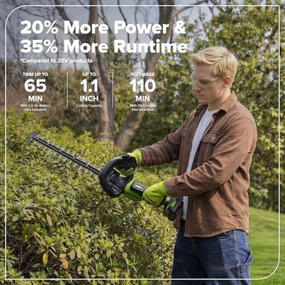 Greenworks 24V 20 in Cordless Hedge Trimmer, Tool Only - size: 20 in, style: Tool Only