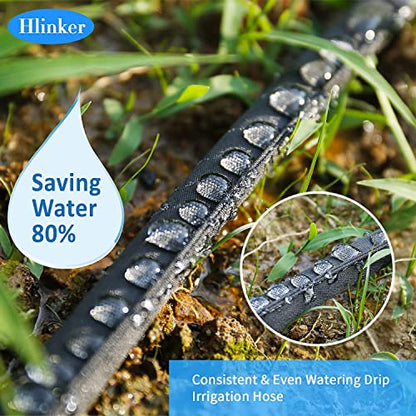 Hlinker 2026 Flat Soaker Hose 100 ft (50ft 2Packs) with Stake for Garden, Linkable Drip Hose Diy Automates Garden Irrigation System Saving 88% Water, Dual-layer Leak-free Design Water Hose with Holes - size: 100FT (50'X2)