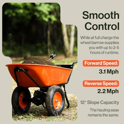SuperHandy Electric Wheelbarrow Utility Cart, 24V, 330 lb, Power Wagon