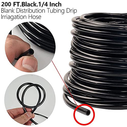 Hourleey Blank 200 FT Distribution Tubing Irrigation Drip Hose, 1/4 Inch Drip Line - size: 200 FT