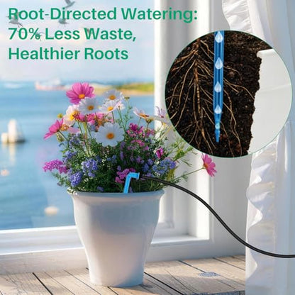 NFESOLAR 4W Solar Powered Automatic Drip Irrigation Kit with LCD Timer, Customizable Watering Duration 1–30min & Interval 3h–7d, Solar Irrigation System for 15 Potted Plants, Garden, Patio, Vacation