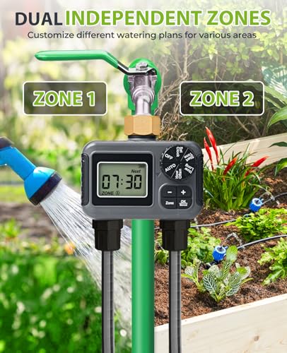 HIRALIY Sprinkler Timer, Water Timer for Garden Hose 2 Zone