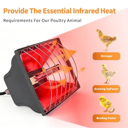 250W Chicken Coop Heat Lamp with Guard & Adjustable Temp - size: 1 Pack